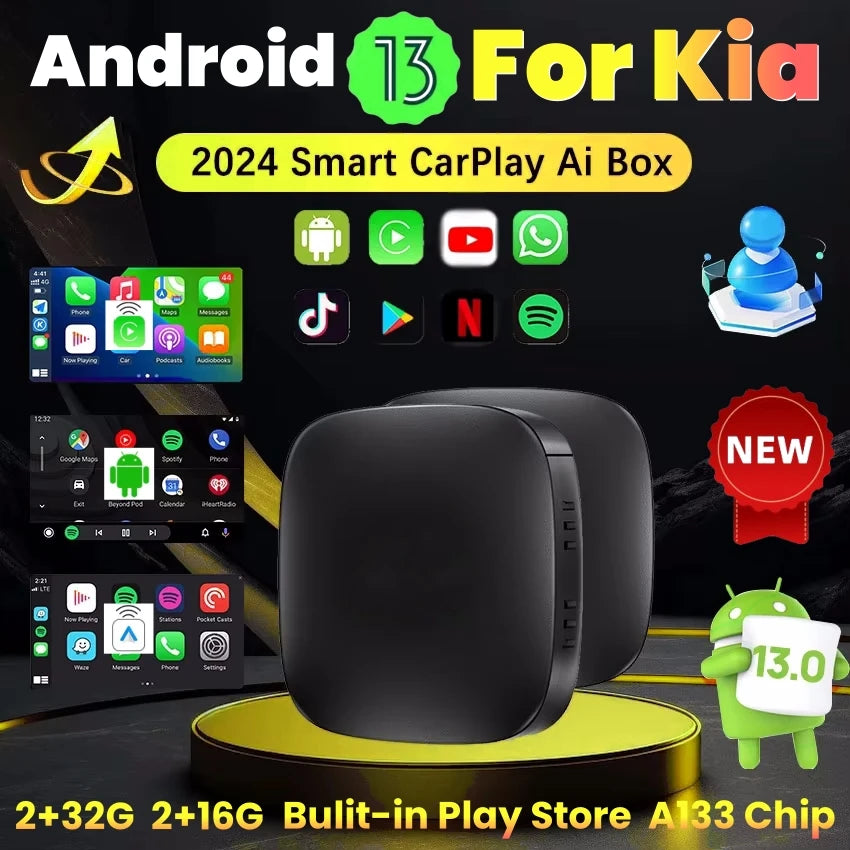 Wireless CarPlay AI Box Android 13 for Kia Models CarPlay Adapter OEM
