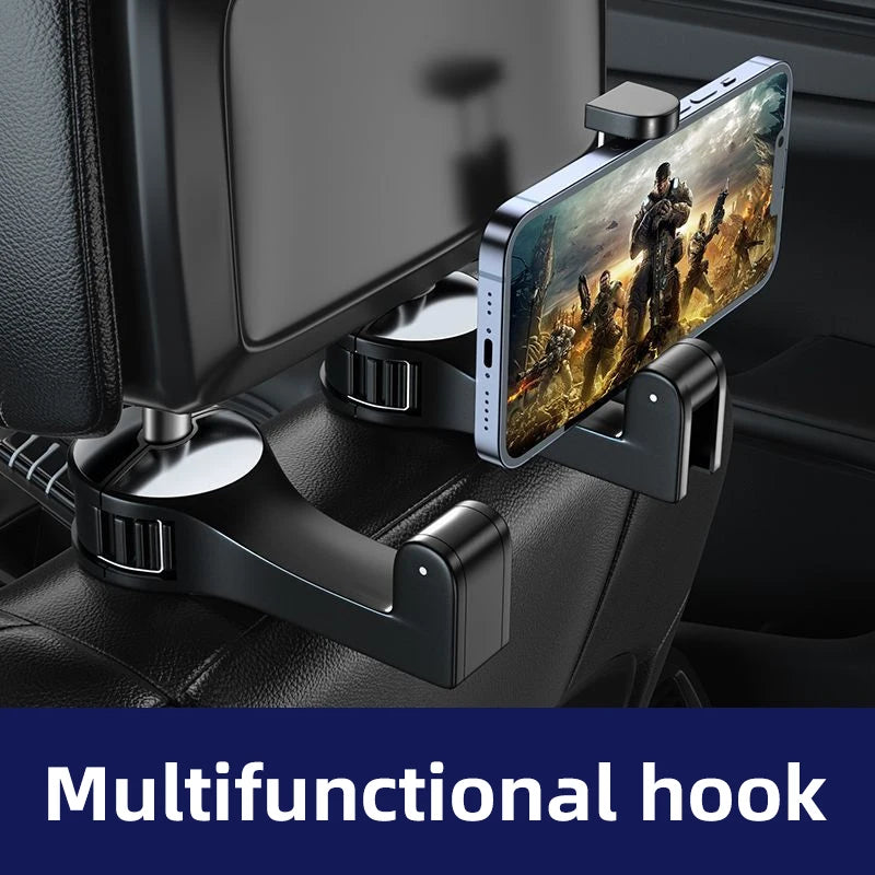 2-in-1 Hidden Headrest Phone Holder and Car Hook Car Interior Accessory OEM