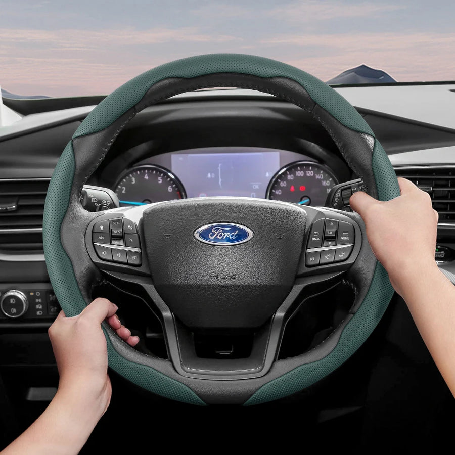 Breathable Leather Steering Wheel Cover for Ford Car Interior Accessory Hocasen