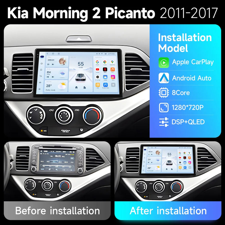 Android 15 Head Unit Navigation for Kia Picanto 2011–2016 Android Head Unit JIUYIN