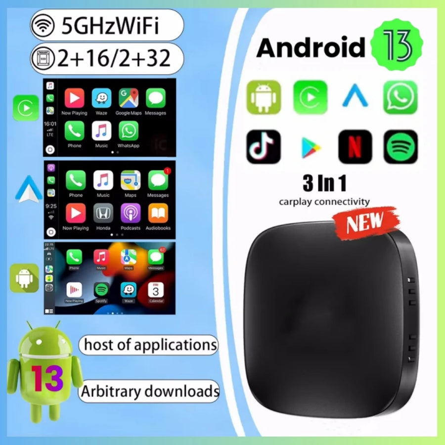 Wireless Android 13 Smart AI Box for CarPlay Vehicles CarPlay Adapter ANYFAR