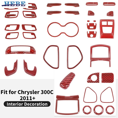 Interior Trim Cover Red Carbon Fiber for Chrysler 300C Car Interior Accessory HEBE