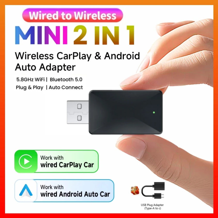 Mini 2-in-1 Wireless CarPlay and Android Auto AI Adapter CarPlay Adapter OEM