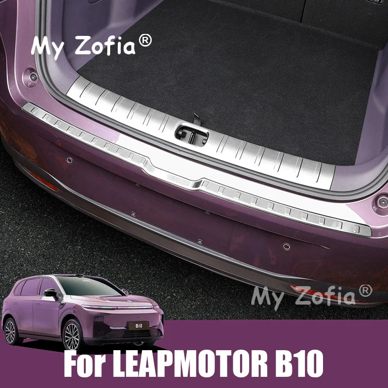 For Leapmotor B10 2025 2026 Car Stainless Trunk Scuff Plate Decoration Cover Trunk Threshold Protection Sticker Accessories C