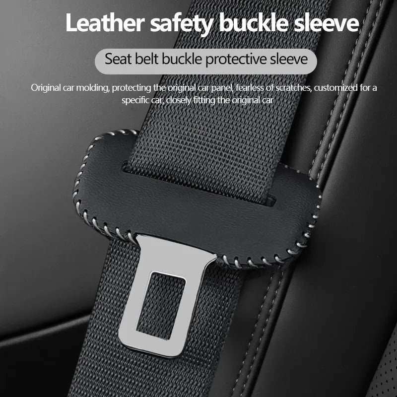 Leather Seat Belt Buckle Cover Universal Protector Car Interior Accessory LINGLUYANG