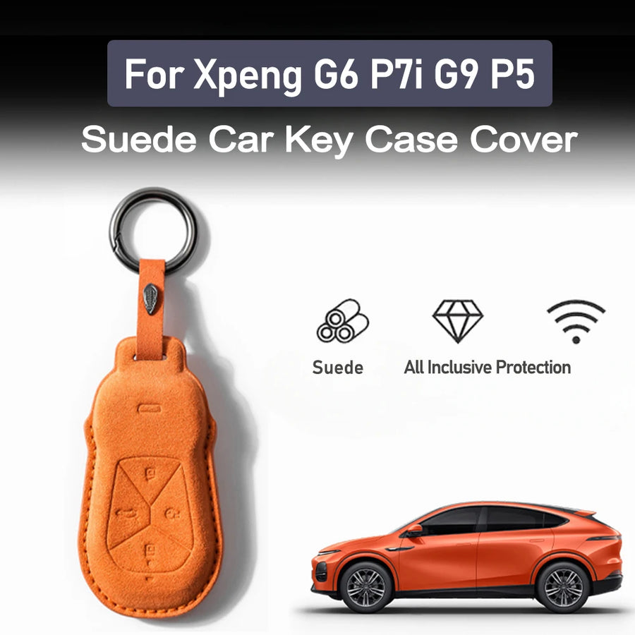 Suede Car Key Case Cover for Xpeng G6 P7i G9 P5 Car Key Chain OEM