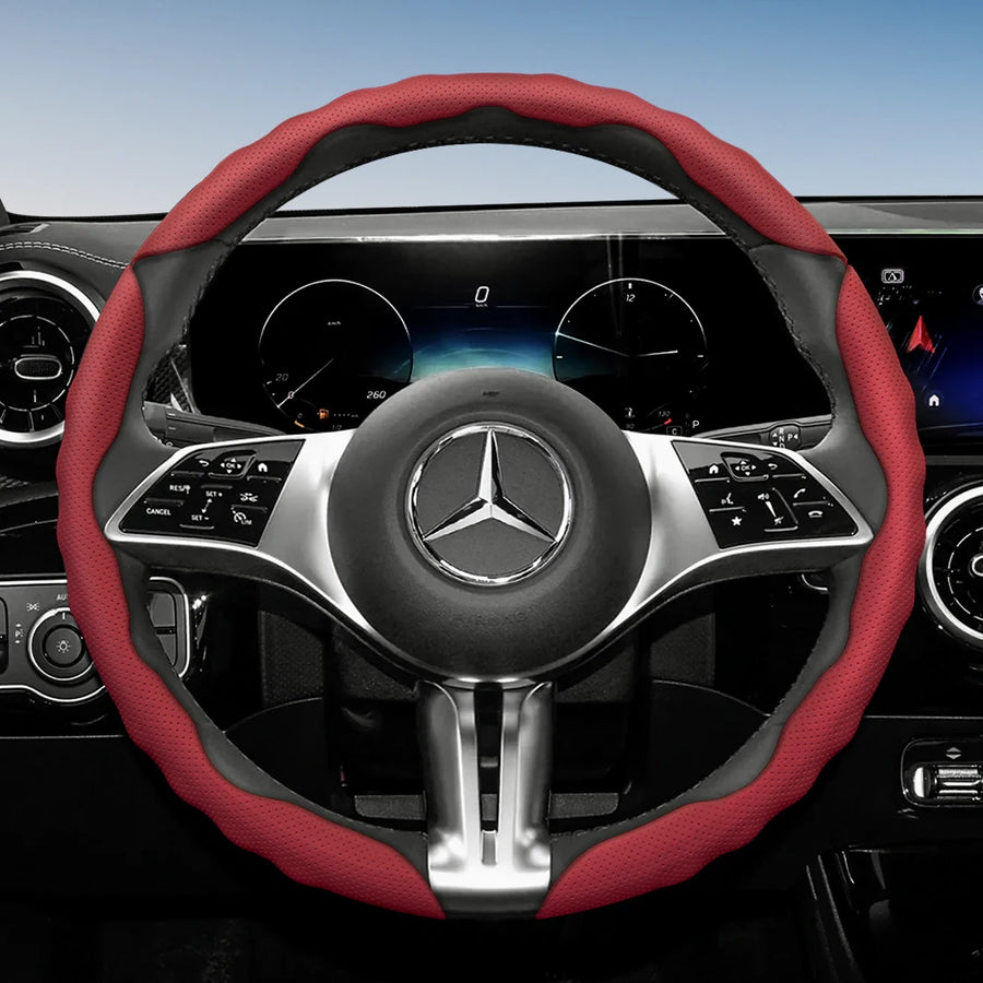 Wave-Shaped Sporty Steering Wheel Cover for Mercedes Car Interior Accessory Hocasen