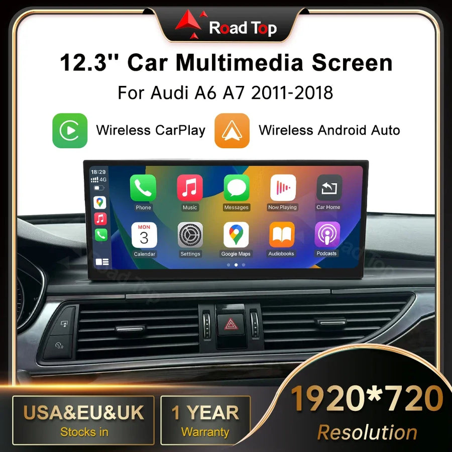 12.3 Inch Wireless CarPlay Display for Audi A6 A7 2011–2018 Android Head Unit wincago