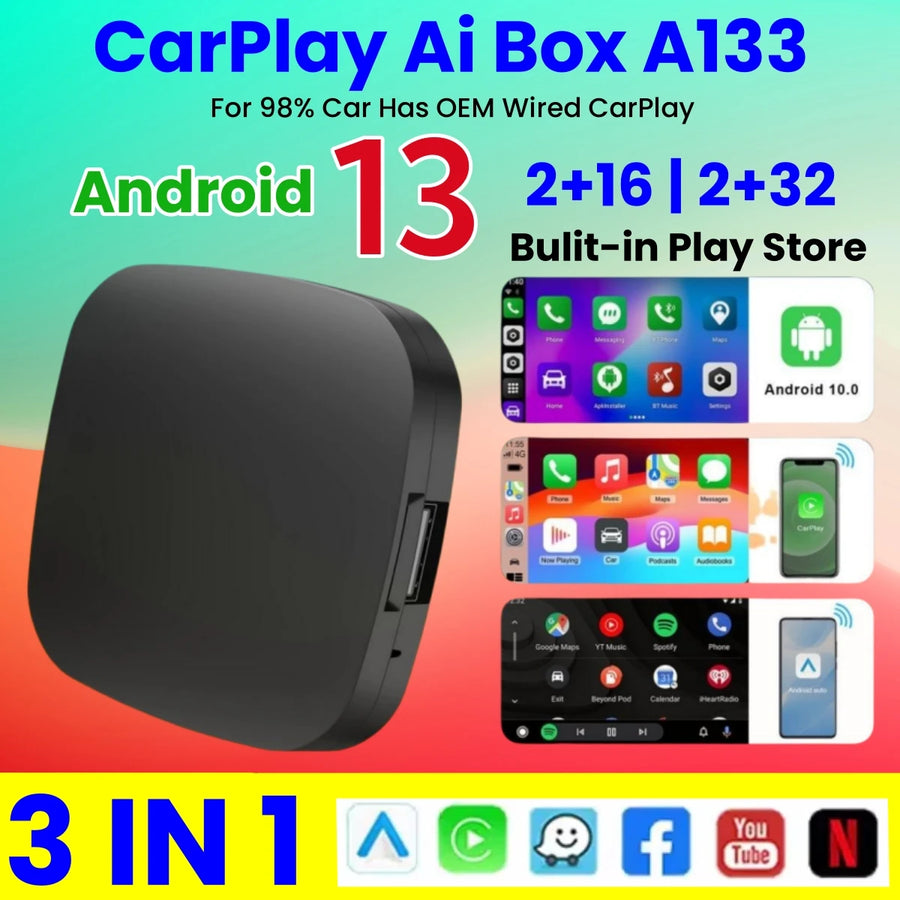 Wireless Android AI Box for Vehicles with Wired CarPlay CarPlay Adapter OEM