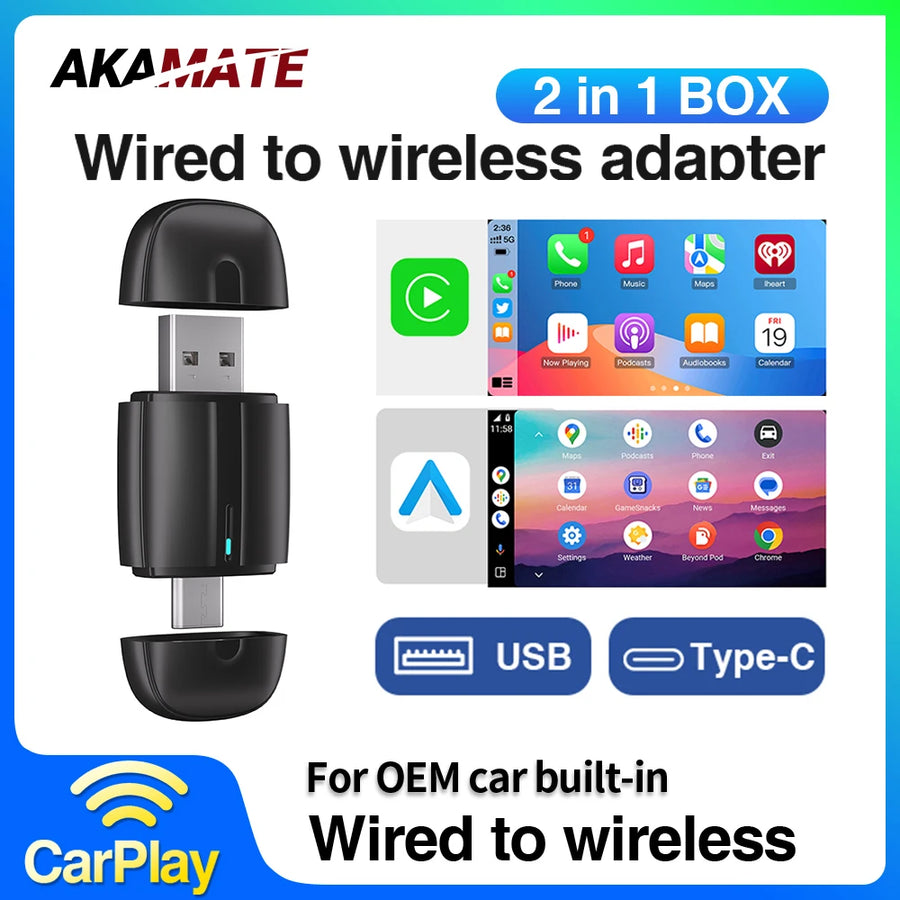 CarPlay Adapter 2in1 Dongle for Audi VW Benz CarPlay Adapter AKAMATE