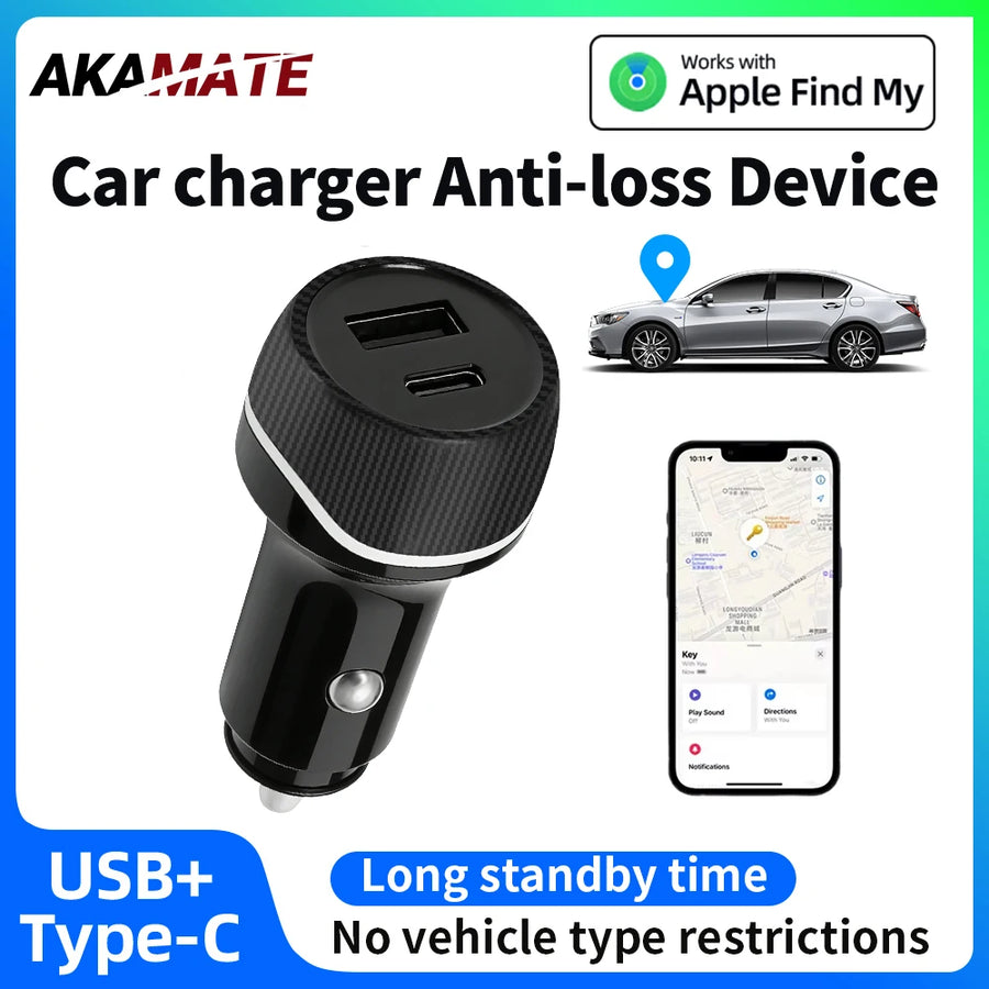 GPS Car Charger Locator for Apple Find My App Car Interior Accessory AKAMATE