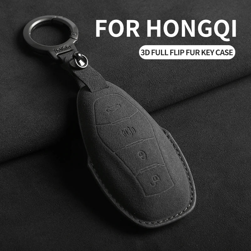 Suede Car Key Case Cover For Hongqi H5 2021 2022 2023 Car Key Shell Accessories For Hongqi H5 Car Key Cover OEM
