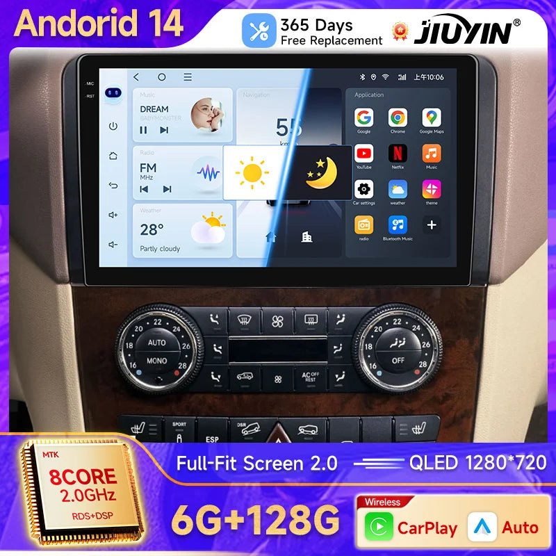 9-Inch Android 14 Touchscreen Radio for Mercedes-Benz ML GL Android Head Unit JIUYIN