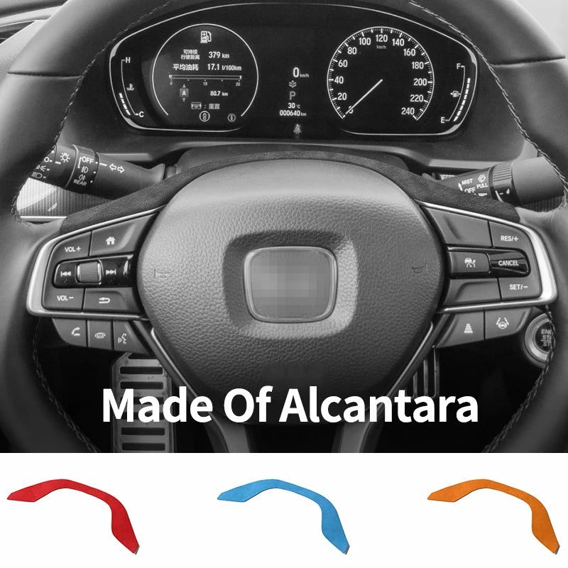 For Honda Accord 10th Gen Facelift & INSPIRE Made of Alcantara Auto Steering Wheel Decorative Frame Trim Sticker Car Accessor
