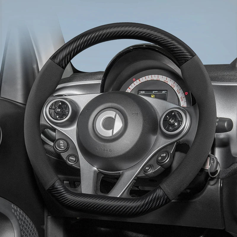 Suede Carbon Fiber Wheel Cover for Smart Fortwo Car Interior Accessory Hocasen
