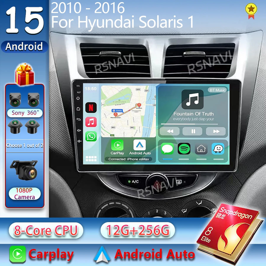 2K QLED Android Multimedia Player for Hyundai Solaris 2010-2016 Android Head Unit RSNAVI