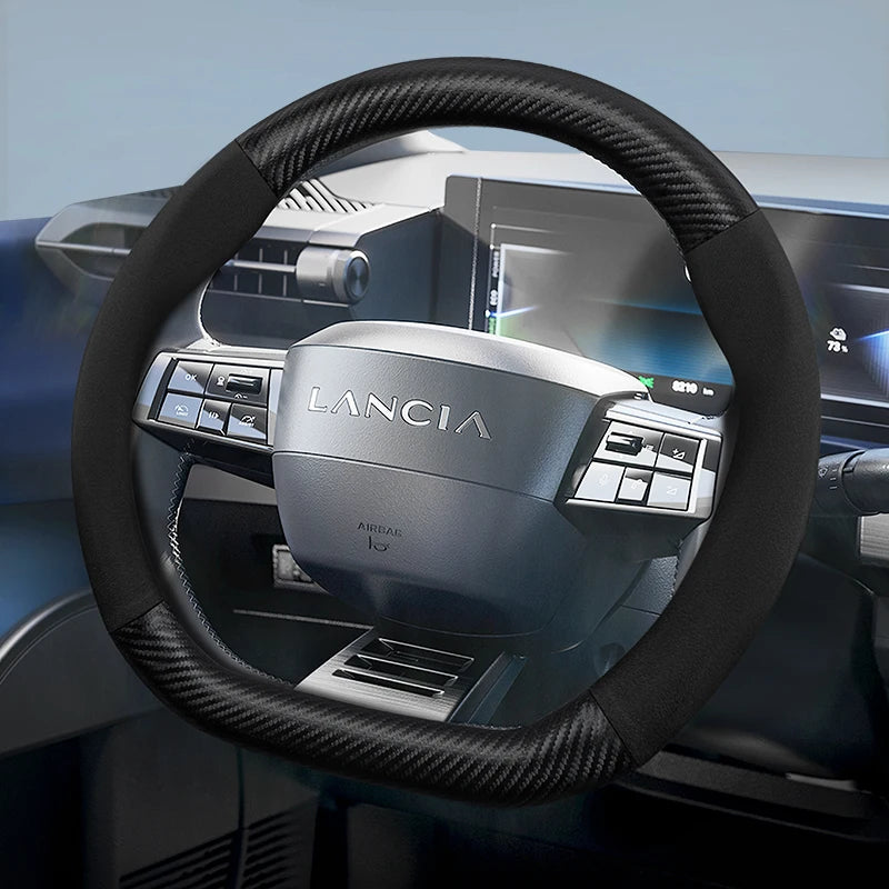 Lancia Ypsilon Suede Carbon Fiber Steering Wheel Car Interior Accessory Hocasen