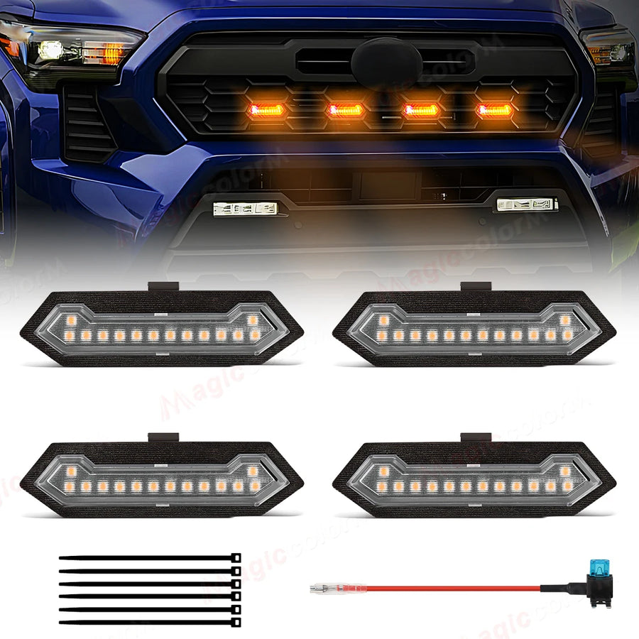 4-Piece Front Grille Lights for Toyota Tacoma 2024 LED Ambient Light MAGIC COLORM