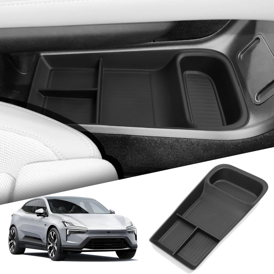 Polestar 4 2023 2024 Car Central Storage Box Center Console Lower layer Tray Organizer Accessories Tidying BLACK Car Interior
