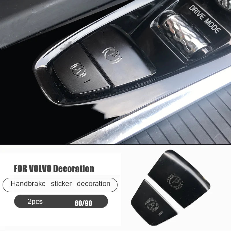 Metal Handbrake Cover Sticker for Volvo S60 V90 XC90 Car Interior Accessory LINGLUYANG S60 2020-2025 black