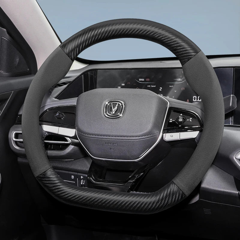 Matte Carbon Fiber Suede Wheel Cover for Changan Car Interior Accessory Hocasen
