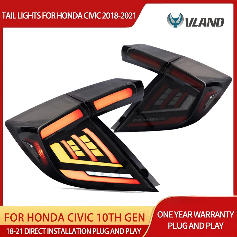 LED Tail Lights Smoked for Honda Civic 2018-2021 LED Tail Light Vland