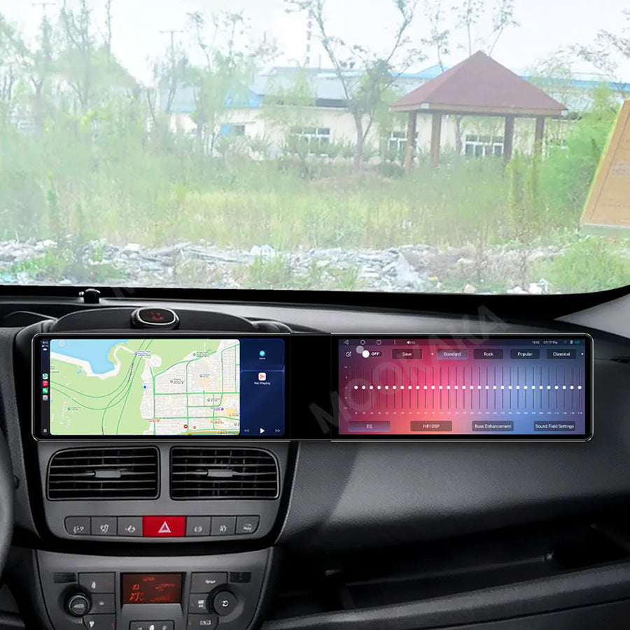 24.6-inch Dual Screen Android 14 Head Unit for Fiat Doblo 2010–2015 Android Head Unit Aotsr 8G256G and 360Camera Eight Core