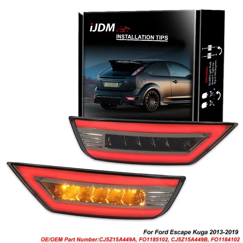 Smoked Sequential LED Bumper Reflector for Ford Escape Car Interior Accessory iJDM