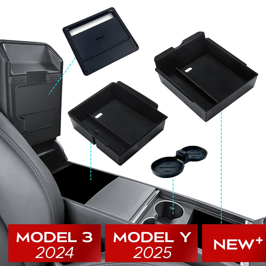 Console Armrest Storage Box Interior Organizer ABS Rubber Pad or Flocking Armrest Box Storage TEKSY