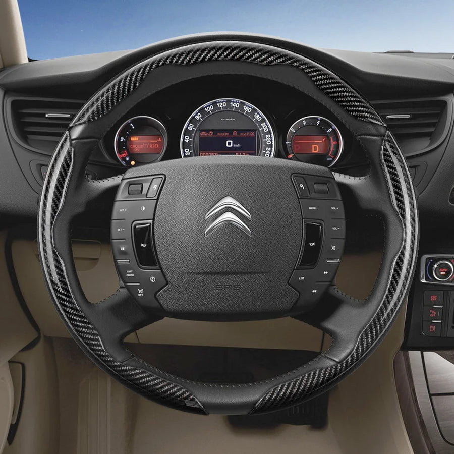 Durable Carbon Fiber Steering Cover for Citroen C4 X Car Interior Accessory Hocasen