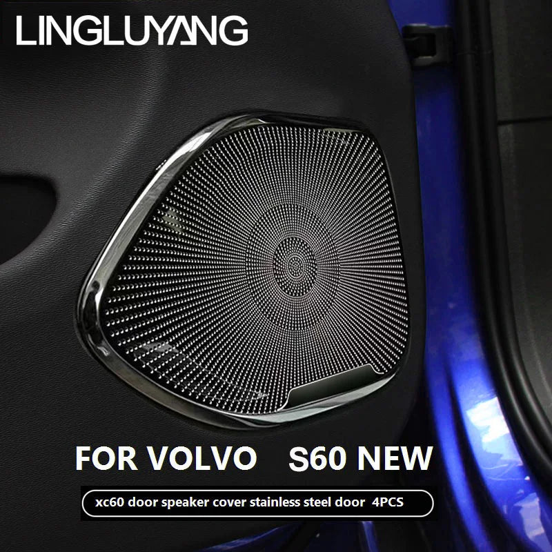 Stainless Steel Speaker Cover Trim for Volvo S60 V60 Car Interior Accessory LINGLUYANG