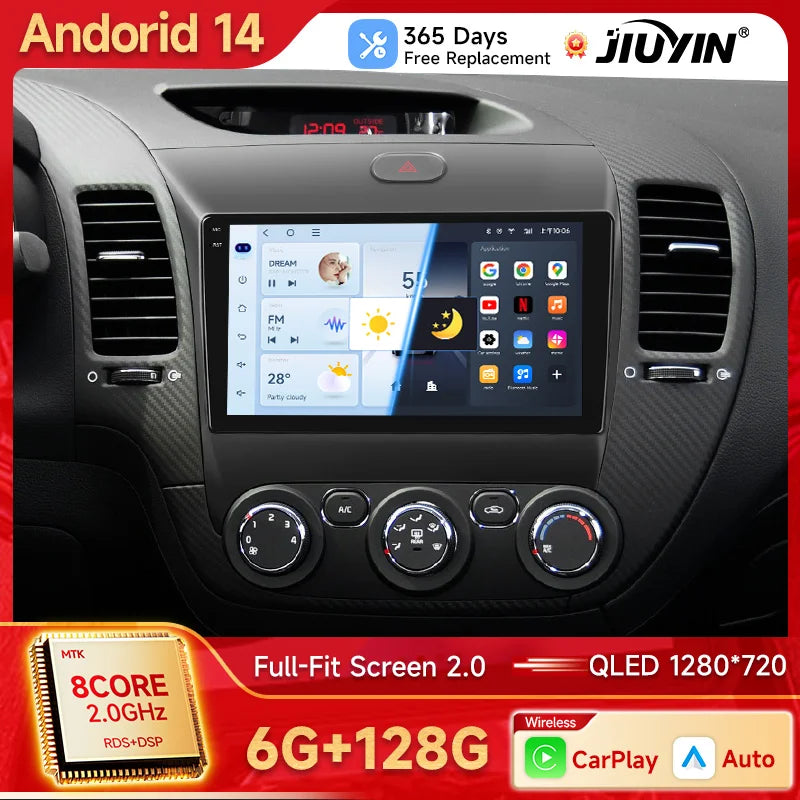 9-inch Android Head Unit with Wireless CarPlay for Kia K3 2013–2017 Android Head Unit JIUYIN