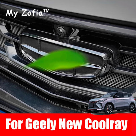 For New Geely Coolray 2023 2024 2025 Car Label Sticker Front Logo Frame Head Bumper Steering wheel Decor Sticker Cover Black