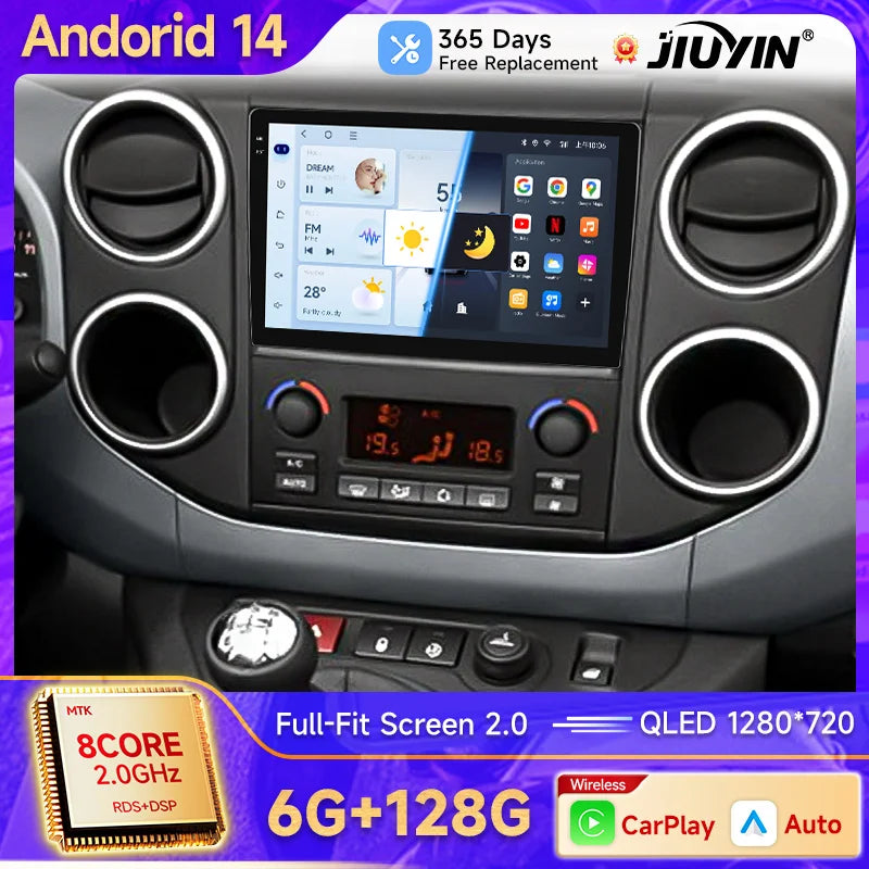 9-Inch Android Head Unit with CarPlay for Citroen Berlingo 2008–2019 Android Head Unit JIUYIN
