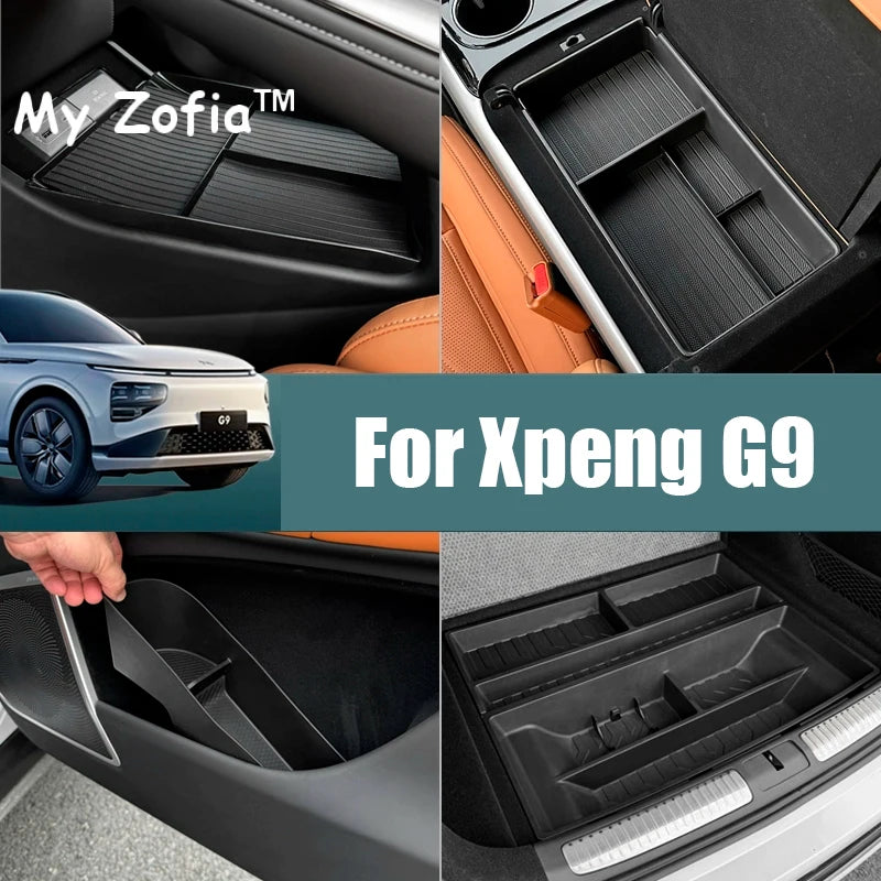 For Xpeng XiaoPeng G9 2023 2024 2025 Car Armrest Storage Box Center Console Organizer Container Storage Box ABS Pad Accessori