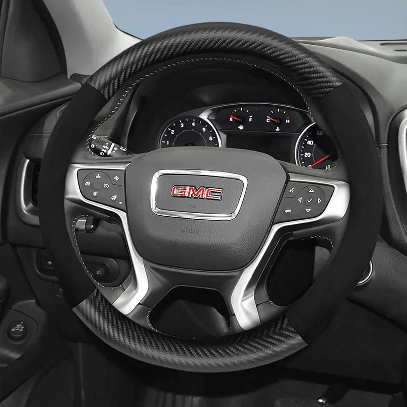 Suede Matte Carbon Fiber Steering Cover for GMC Sierra Car Interior Accessory Hocasen