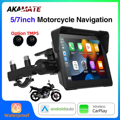 5/7in Waterproof Motorcycle CarPlay GPS Monitor AKAMATE Android Head Unit AKAMATE