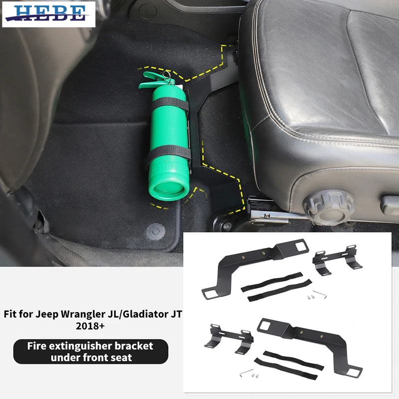 Under Seat Fire Extinguisher Mount for Jeep JL JT 18-25 Car Interior Accessory HEBE