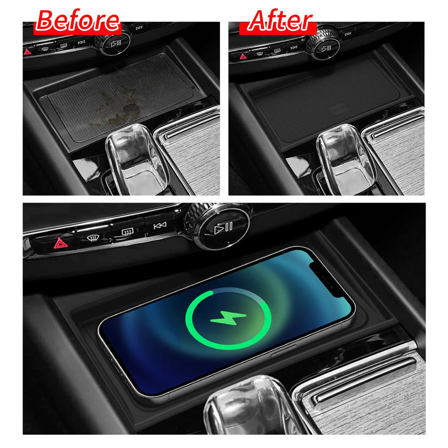 Volvo XC60 2026 Anti Dirt Pad Mobile Wireless Charging Silicone Black Car Interior Accessory SMABEE