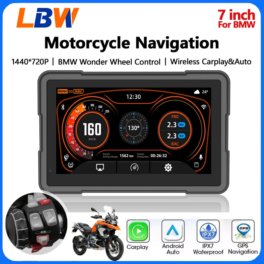 GPS Navigation with Wireless CarPlay for BMW R1200GS Android Head Unit LBW