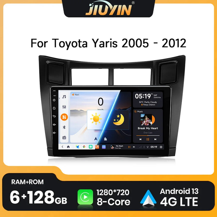 Android 13 Multimedia Player with GPS for Toyota Yaris 2005–2012 Android Head Unit JIUYIN