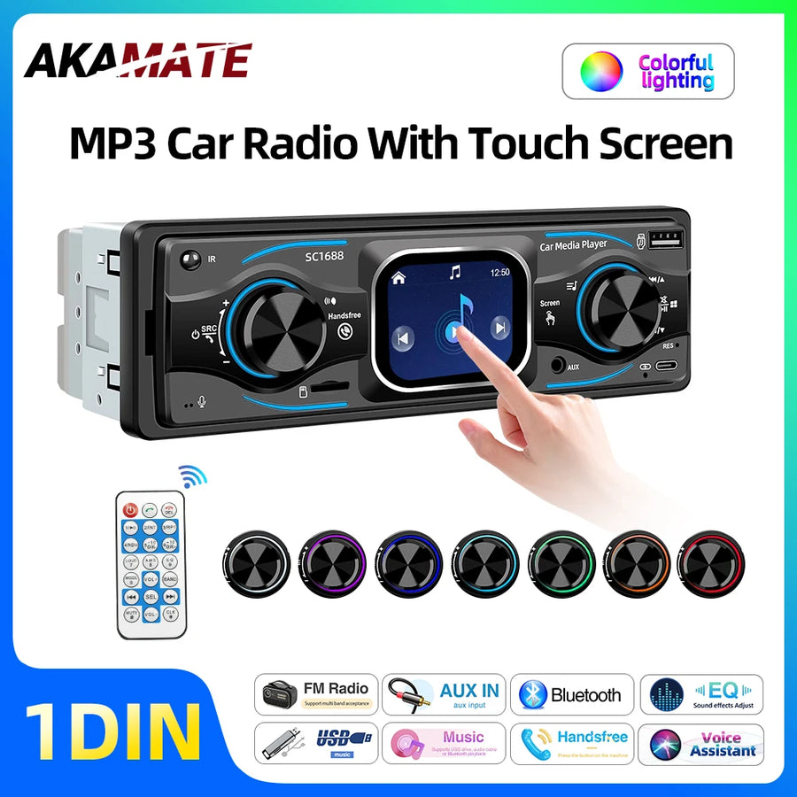 1Din Touch Screen MP3 Car Radio Bluetooth Stereo Android Head Unit AKAMATE