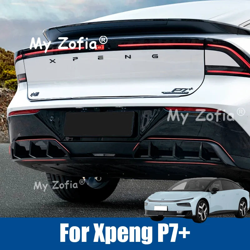 For Xpeng P7+ 2026 2027 Car Rear Spoiler Cover Modified Rear Lip Air Blade Diffuser Trim Frame Exterior Modification Accessor