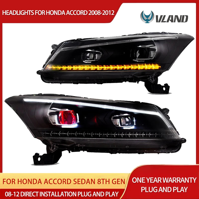 Projector Headlights with LED DRL for Accord 2008-2012 Car Interior Accessory Vland
