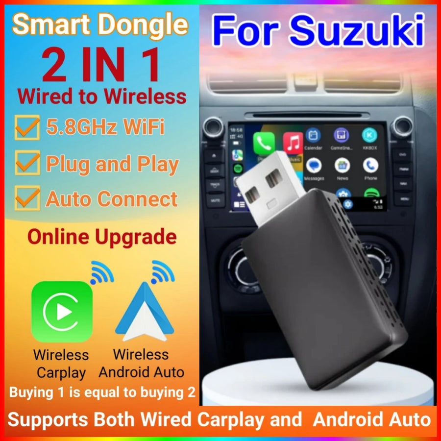 2-in-1 Wireless CarPlay and Android Auto Adapter for Suzuki CarPlay Adapter OEM