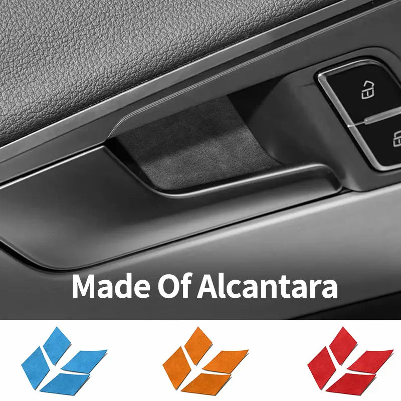 For Audi A4L A4 S4 A5 S5 Made of Alcantara Door Handle Bowl Trim Protective Sticker Anti-Scratch Car Interior Tuning Accessor