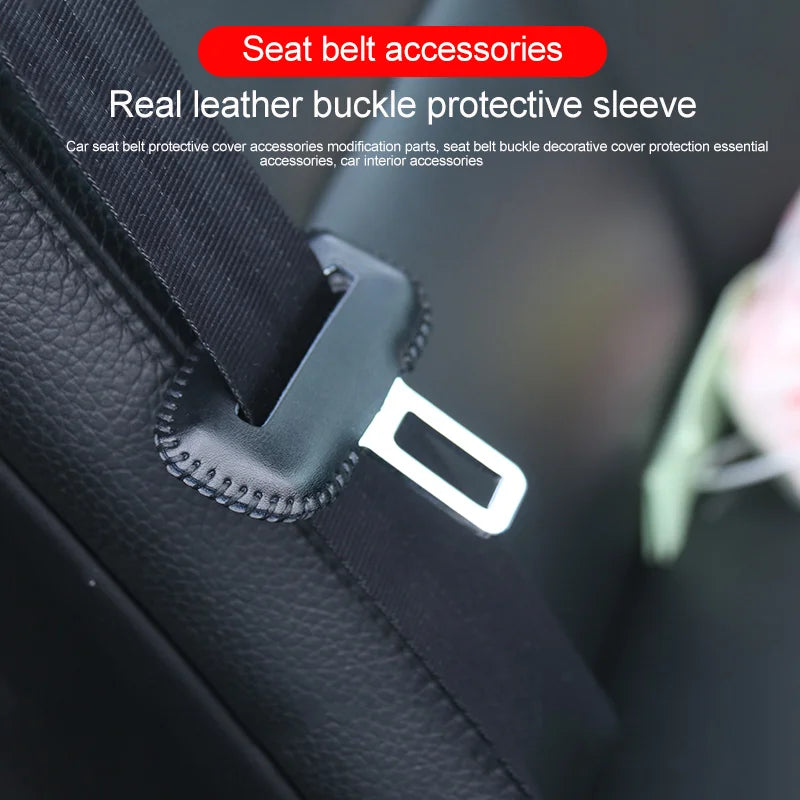 Genuine Leather Seat Belt Guard for Universal Cars Car Interior Accessory LINGLUYANG