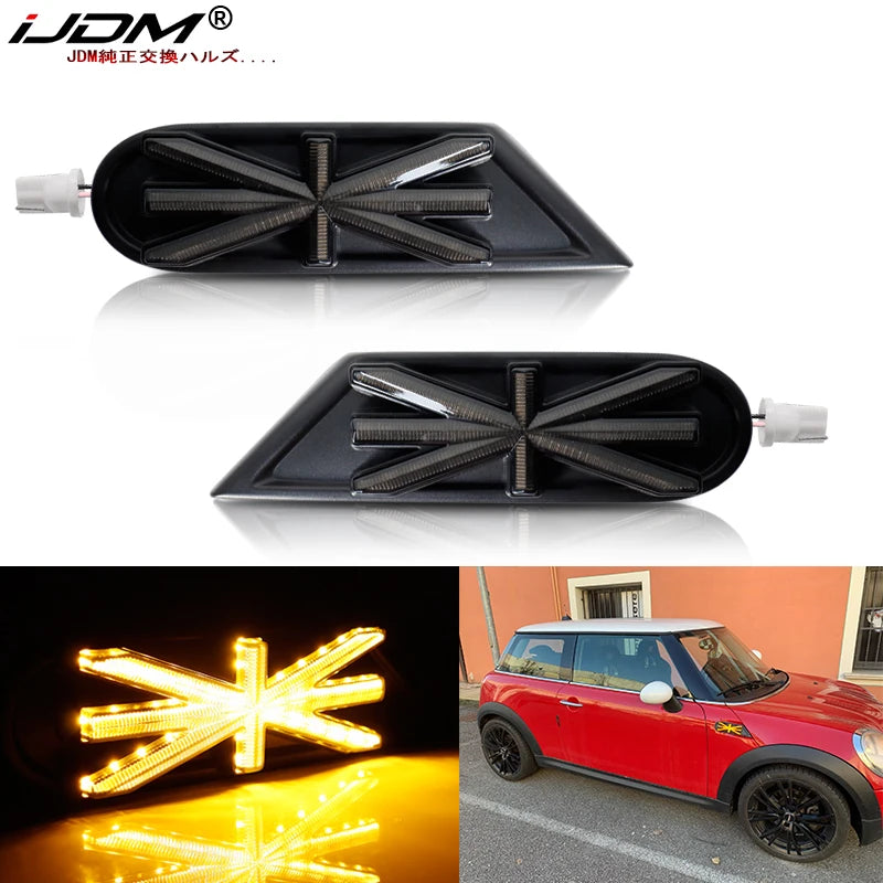 Dynamic Amber Fender Markers for MINI Cooper 2007-2014 Car Interior Accessory iJDM Smoked Lens China Mainland