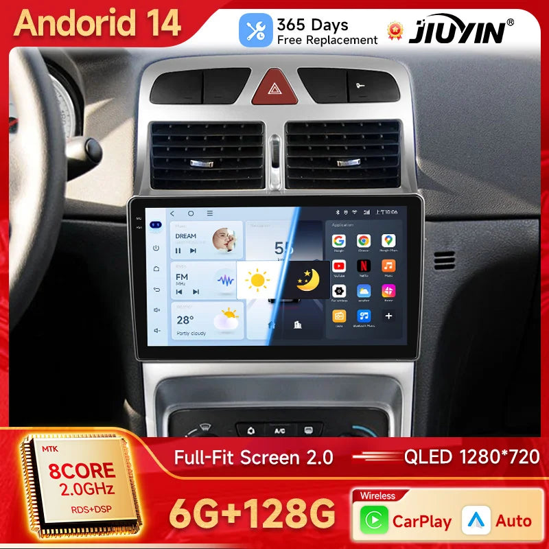 9-Inch Android 13 Head Unit for Peugeot 307 2002–2013 Android Head Unit JIUYIN