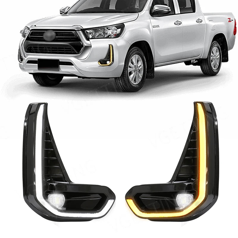 LED DRL Fog Lamp with Turn Signal for Toyota Hilux Revo Car Interior Accessory MAGIC COLORM